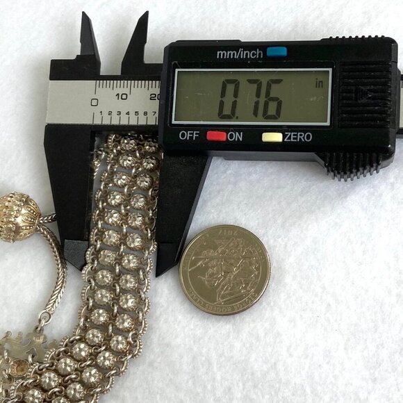 Vintage Antique 800 Silver 2 Row Diamond Cut Adjustable Foxtail Slide Bracelet - Picture 16 of 17